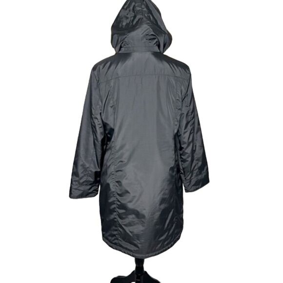 Michael Michael Kors Coat Winter Mid Length Gray Waterproof Hood Faux Fur Large - Picture 9 of 12